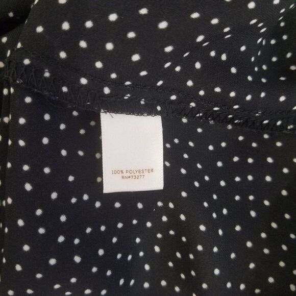 LC Lauren Conrad Womens Top Navy Blue Swiss Dot Chiffon Bow Back Blouse Sz XS - Picture 7 of 7